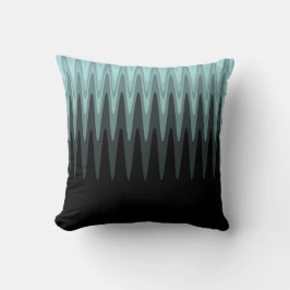 Zig Zag Black Teal Grått Mönster Kudde