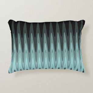 Zig Zag Black Teal Grått Mönster Prydnadskudde