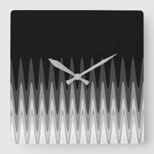 Zig Zag Black White Grått Mönster Fyrkantig Klocka