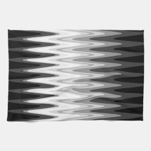 Zig Zag Black White Grått Mönster Kökshandduk