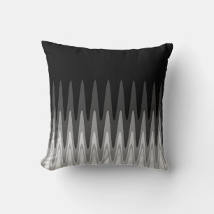 Zig Zag Black White Grått Mönster Kudde
