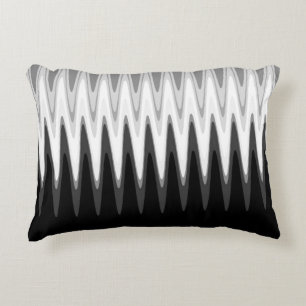Zig Zag Black White Grått Mönster Prydnadskudde