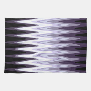 Zig Zag Black White Grått Mörk Lila Beige Mönster Kökshandduk