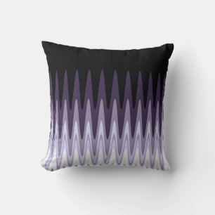 Zig Zag Black White Grått Mörk Lila Beige Mönster Kudde