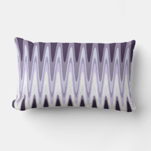 Zig Zag Black White Grått Mörk Lila Beige Mönster Lumbarkudde