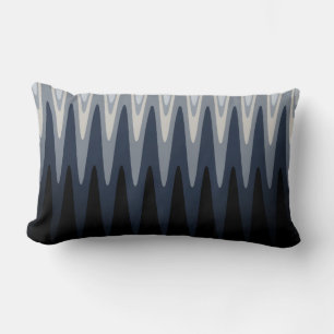 Zig Zag Black White Grått Navy Blue Beige Mönste Lumbarkudde