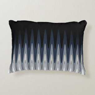 Zig Zag Black White Grått Navy Blue Beige Mönste Prydnadskudde