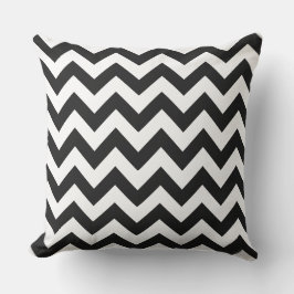 Zig Zag Black & White Striped Outdoor Decor Kudde