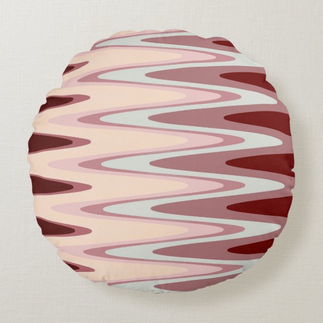 Zig Zag Burgundy Red Grått Mönster Dekorativ kudde (Framsidan)
