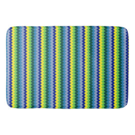 Zig-zag Design Mönster Grönt och Blue Bath Mat Badrumsmatta