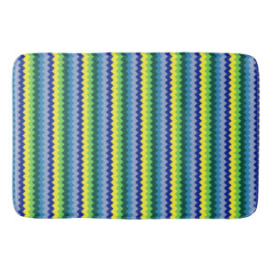 Zig-zag Design Mönster Grönt och Blue Bath Mat Badrumsmatta