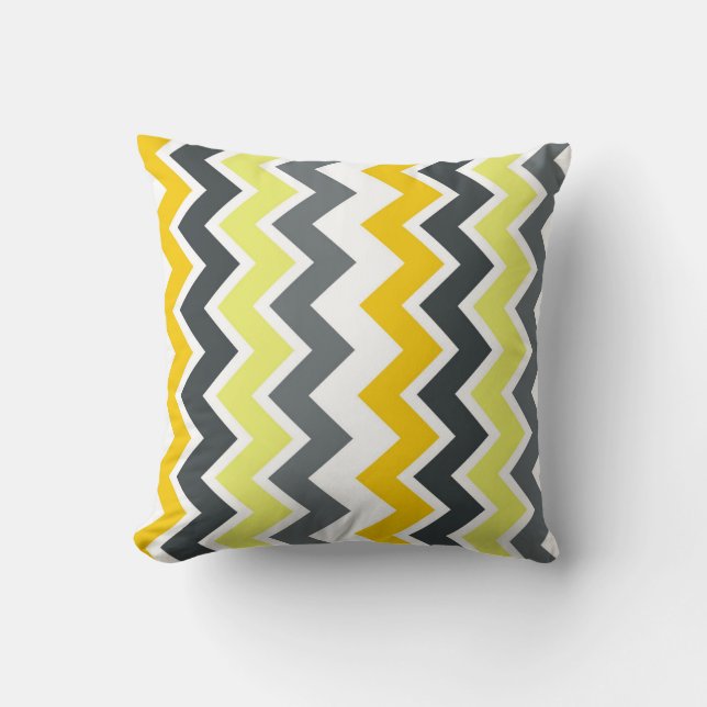 ZIG- ZAG, GULT och GRÅTT Kudde (Framsida)