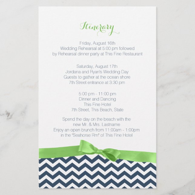 Zig Zag Lime och Blue Itinerary (Framsida)