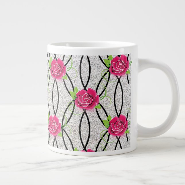 Zig Zag Mönster, blomma Jumbo Mugg (Höger)