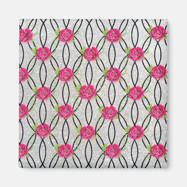 Zig Zag Mönster, blomma Magnet (Framsidan)