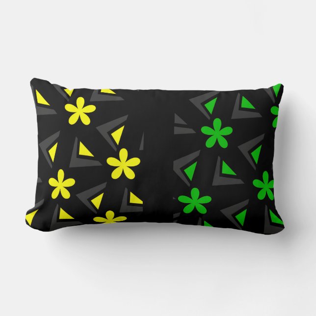 Zig zag mönster med blommor lumbarkudde (Framsida)