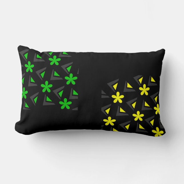 Zig zag mönster med blommor lumbarkudde (Framsida)