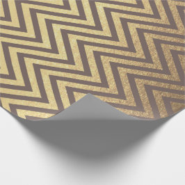 Zig Zag Rand Brown Guld Chocolate Chevron Line Presentpapper
