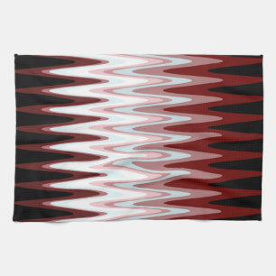 Zig Zag Red White Grått Mönster Kitchen Towel Kökshandduk