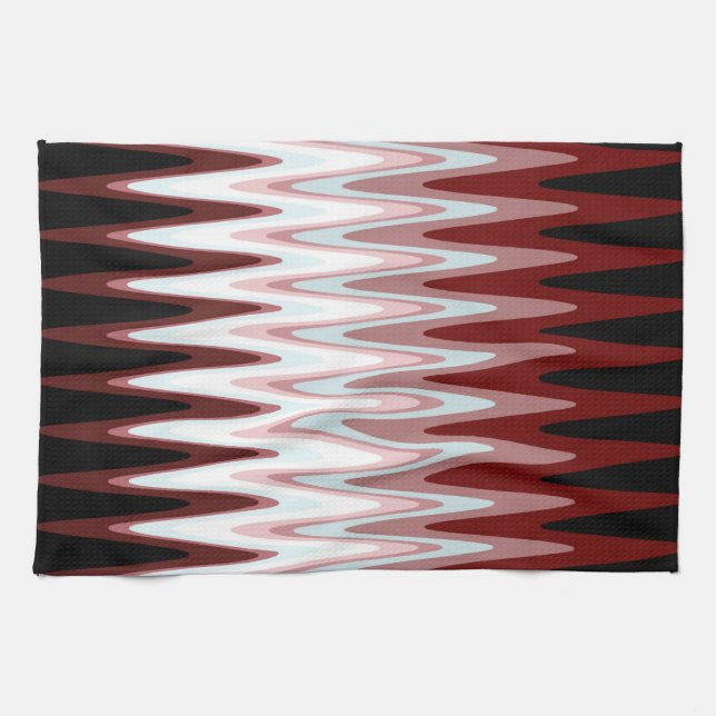 Zig Zag Red White Grått Mönster Kitchen Towel Kökshandduk (Horisontell)
