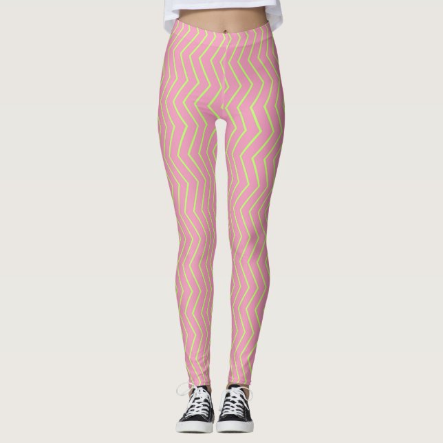 Zig Zag Rosa Kärlek Leggings (Framsida)