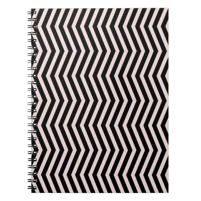 Zig Zag Rosa och svart Geometric Mönster Anteckningsbok (Framsidan)