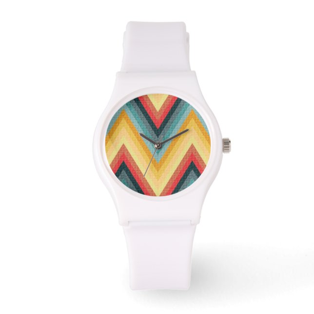 Zig Zag - stripe - bakgrund 2 Armbandsur (Framsida)