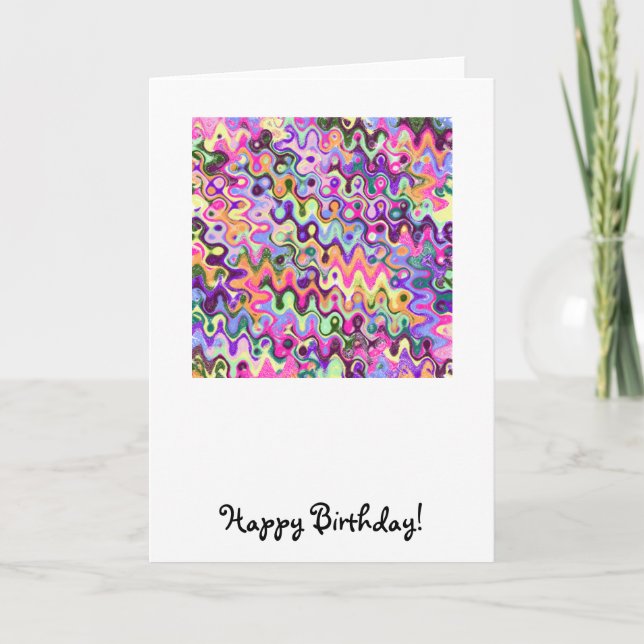 Zig-Zag Wave Squiggles Birthday Card Kort (Framsida)