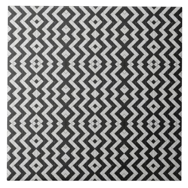 Zig-Zag White och Black Brick Pavers Kakelplatta (Framsidan)