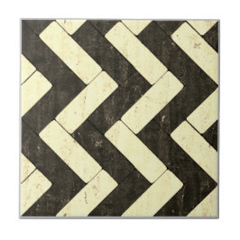 Zig-Zag White och Black Brick Pavers Kakelplatta