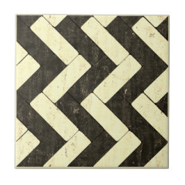 Zig-Zag White och Black Brick Pavers Kakelplatta