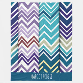 Zig Zagging pastel Lodrät Grönt Retro Mönster Fleecefilt