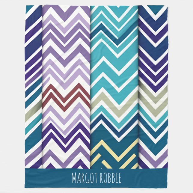 Zig Zagging pastel Lodrät Grönt Retro Mönster Fleecefilt (Framsidan)