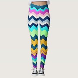 Zig-zagging pastel Rainbow Mönster Leggings