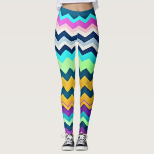 Zig-zagging pastel Rainbow Mönster Leggings