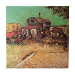 Zigenare med husvagnar av Vincent van Gogh Kakelplatta