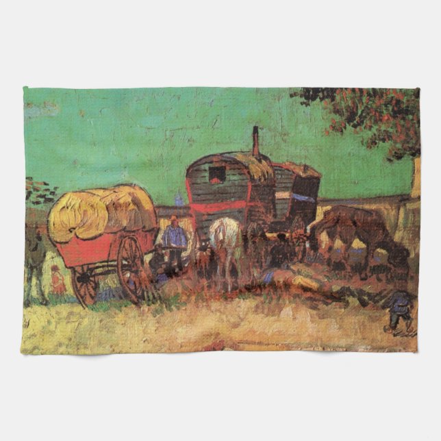 Zigenare med husvagnar av Vincent van Gogh Kökshandduk (Horisontell)