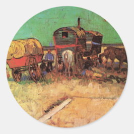 Zigenare med husvagnar av Vincent van Gogh Runt Klistermärke
