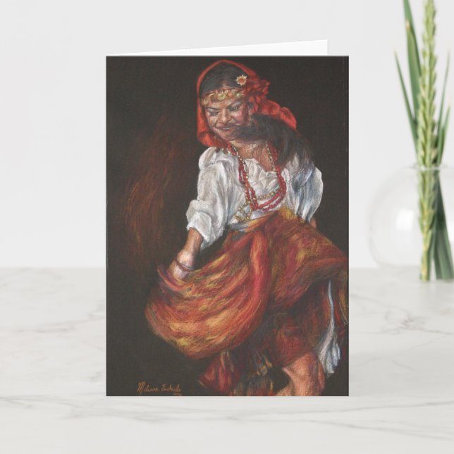 Zigensk dansare helgkort (Framsida)