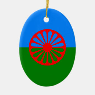 Zigensk flagga julgransprydnad keramik