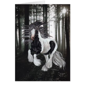Zigensk häst i skogen hälsningskort