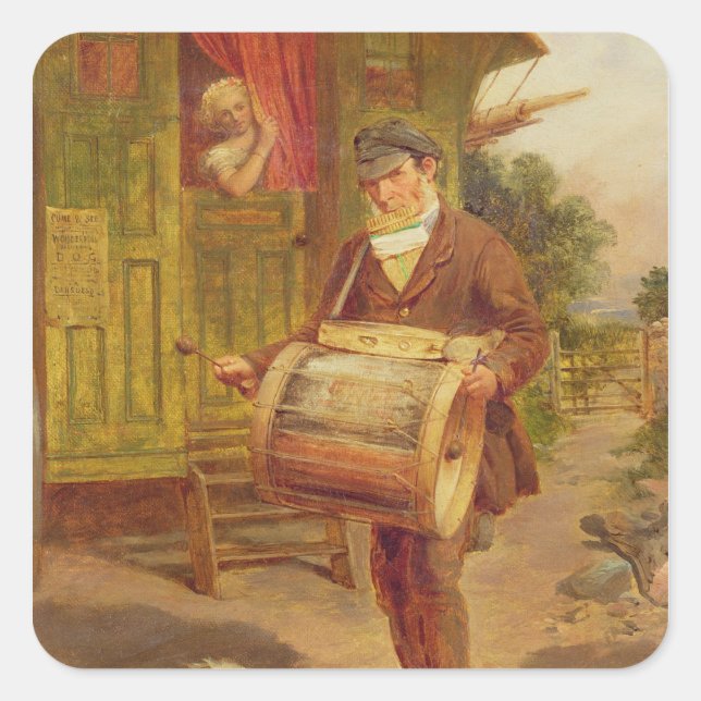 Zigensk husvagn fyrkantigt klistermärke (Framsida)