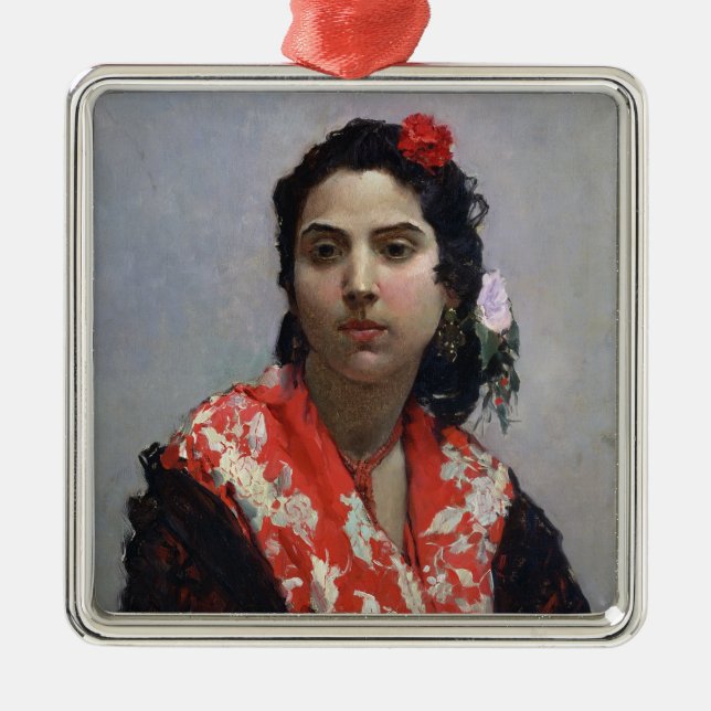 Zigensk kvinna julgransprydnad metall (Framsidan)