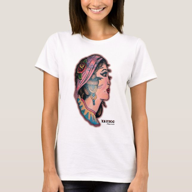 Zigensk tatuering för vintage t-shirt (Framsida)