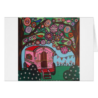 Zigensk vagn hälsningskort