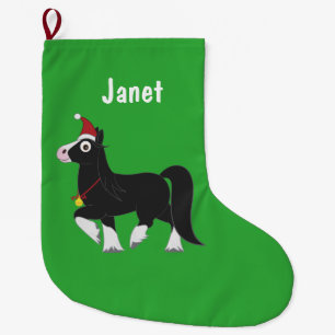 Zigensk Vanner häst i den Santa hatten på jul Stor Julstrumpa