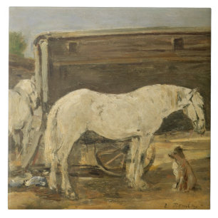 Zigenska hästar, c.1885-90 (olja på kanfas) kakelplatta