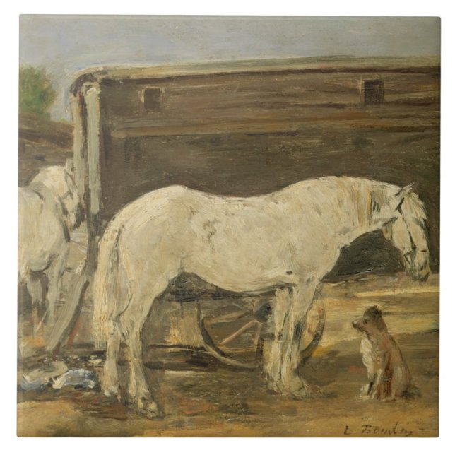Zigenska hästar, c.1885-90 (olja på kanfas) kakelplatta (Framsidan)