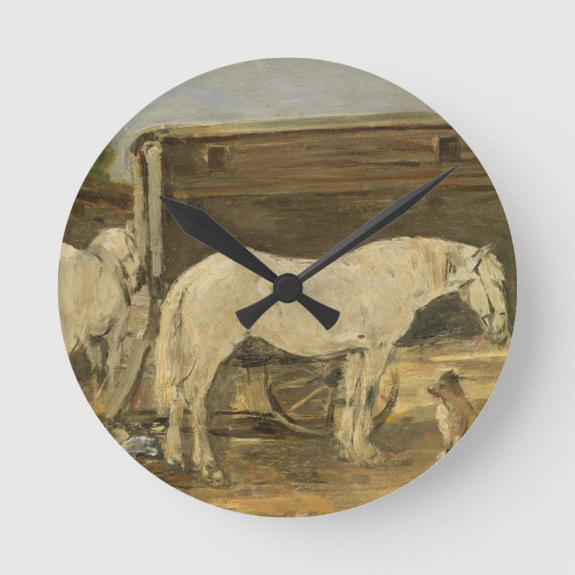 Zigenska hästar, c.1885-90 (olja på kanfas) rund klocka (Framsida)