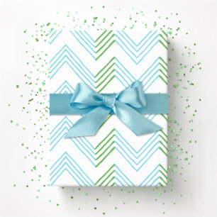 Ziggy Chevron i grönt och akvamarin Presentpapper